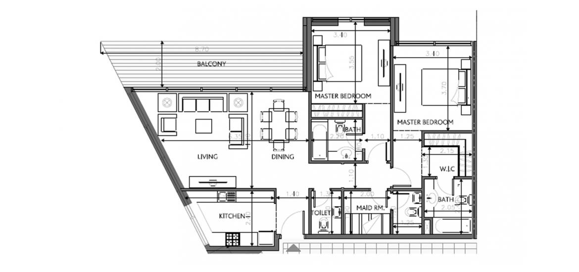 Планировка апартаментов «126SQM» 2 спальни в ЖК SOHO SQUARE