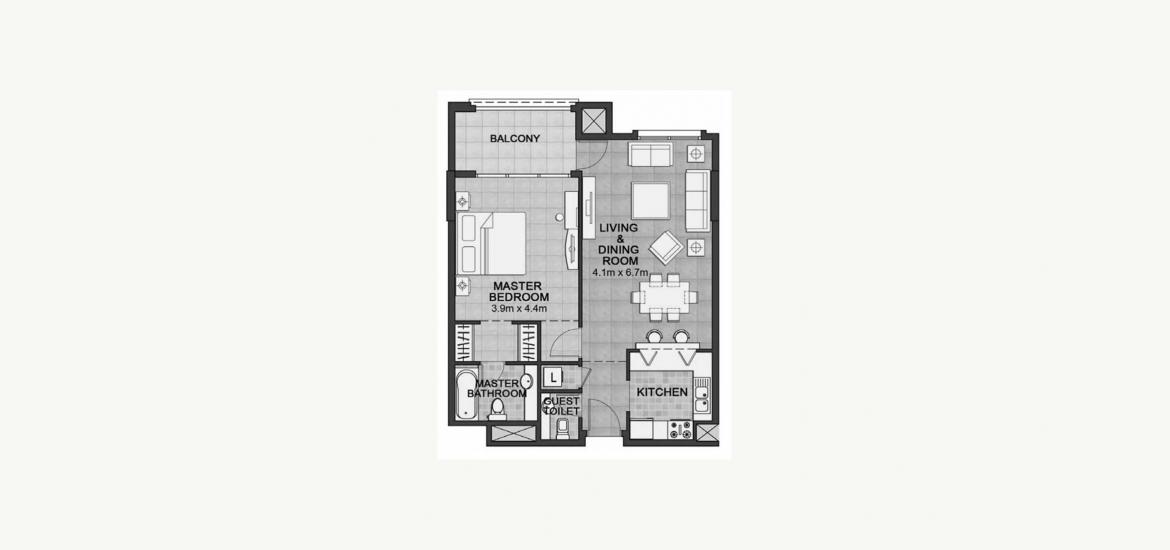 Планировка апартаментов «82SQM» 1 спальня в ЖК ANSAM