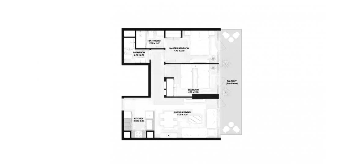 Планировка апартаментов «79SQM» 2 спальни в ЖК DIVA