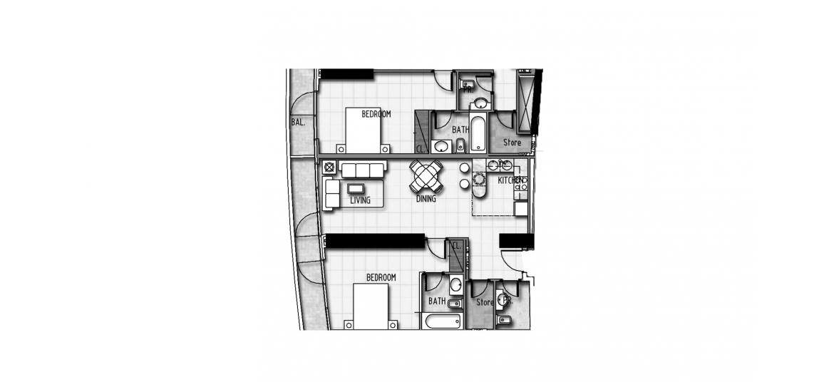 Планировка апартаментов «106SQM» 2 спальни в ЖК MARINA BAY