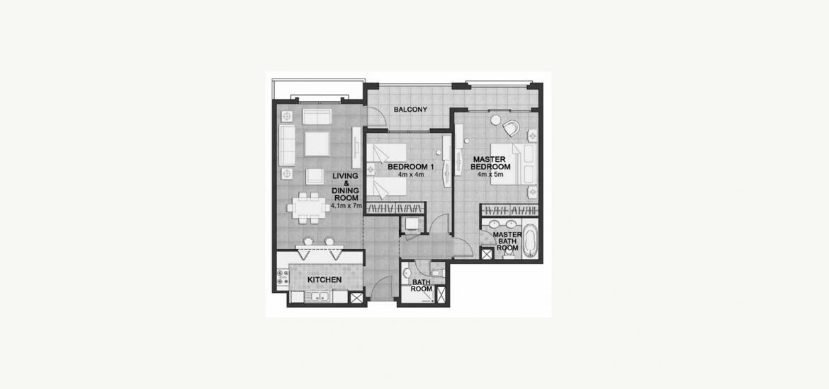 Планировка апартаментов «118SQM» 2 спальни в ЖК ANSAM