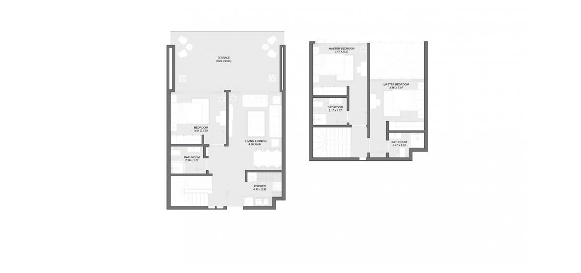 Планировка апартаментов «Duplex» 3 спальни в ЖК AL MARYAH VISTA 1