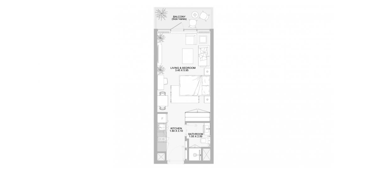 Планировка апартаментов «33SQM» 1 комната в ЖК PLAZA