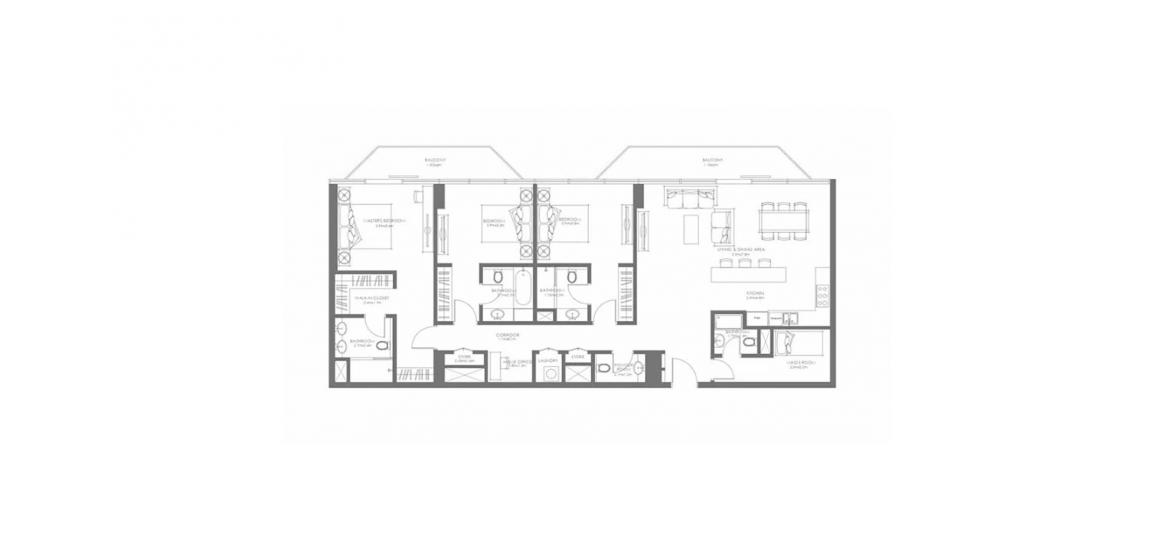 Планировка апартаментов «SQM 189,52» 2 спальни в ЖК LOUVRE ABU DHABI RESIDENCES