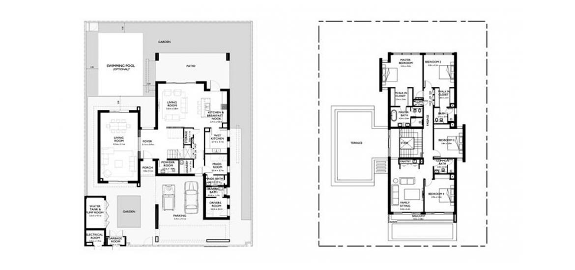 Планировка апартаментов «516SQM» 4 спальни в ЖК THE DAHLIAS
