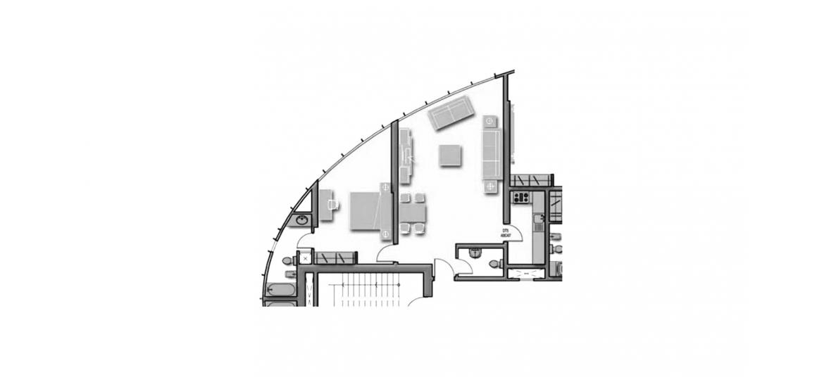 Планировка апартаментов «87SQM» 1 спальня в ЖК HYDRA AVENUE