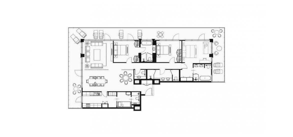 Планировка апартаментов «345SQM» 3 спальни в ЖК YAS BEACH RECIDENCES
