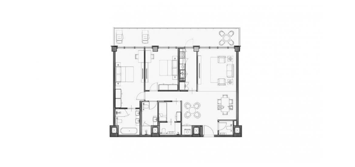 Планировка апартаментов «152SQM» 2 спальни в ЖК YAS BEACH RECIDENCES
