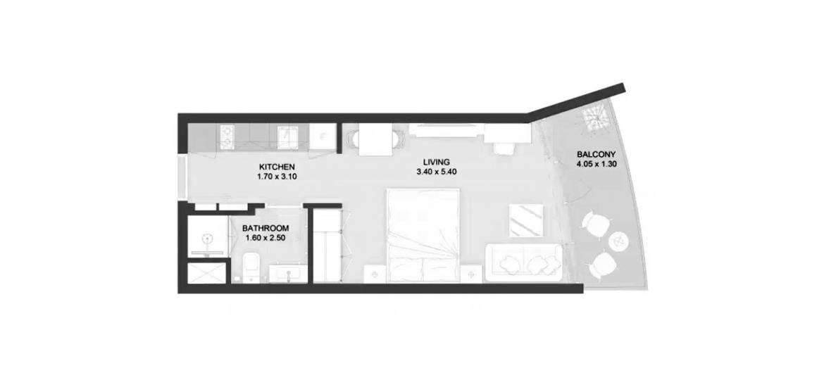 Планировка апартаментов «33SQM» 1 спальня в ЖК DIVA