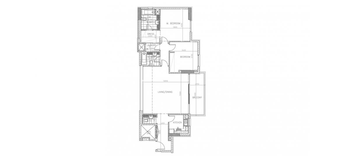 Планировка апартаментов «115SQM» 2 спальни в ЖК PARKSIDE RESIDENCE