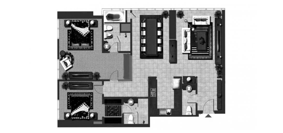 Планировка апартаментов «133SQM» 2 спальни в ЖК OCEAN TERRACE