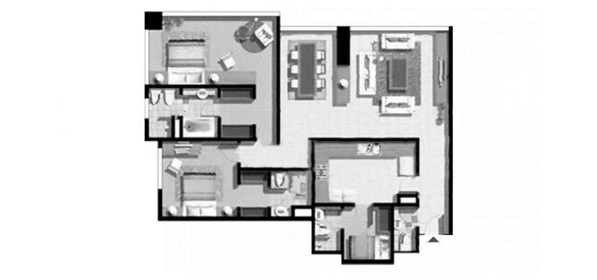 Планировка апартаментов «150SQM» 2 спальни в ЖК OCEAN TERRACE