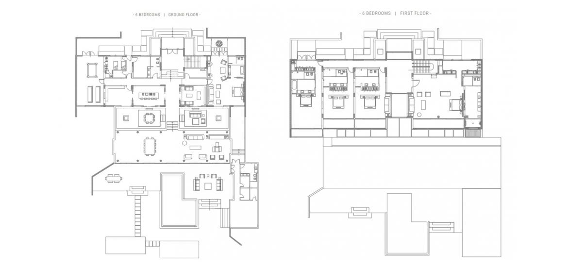 Планировка апартаментов «1700SQM» 6 спален в ЖК BEACHFRONT RESIDENCES