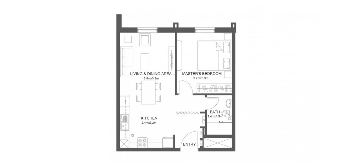 Планировка апартаментов 2 комнаты в ЖК REEMAN LIVING