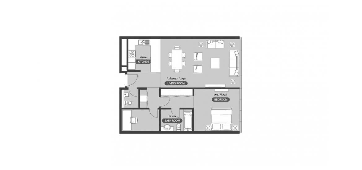 Планировка апартаментов «81 SQM 1BDRM TYPE A» 2 комнаты в ЖК LAMAR RESIDENCES