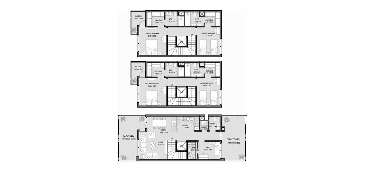 Планировка апартаментов «ROYAL PARK 215-325 SQM 4BDRM TYPE A» 4 спальни в ЖК ROYAL PARK