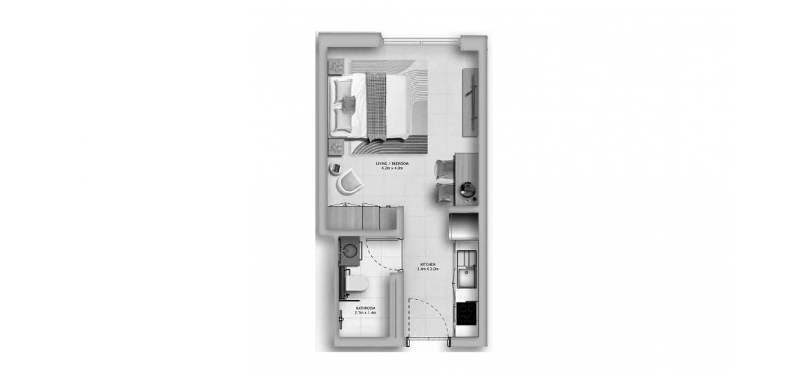 Планировка апартаментов «ONE-ROOM-33SQ.M» 1 комната в ЖК MANARAT LIVING II