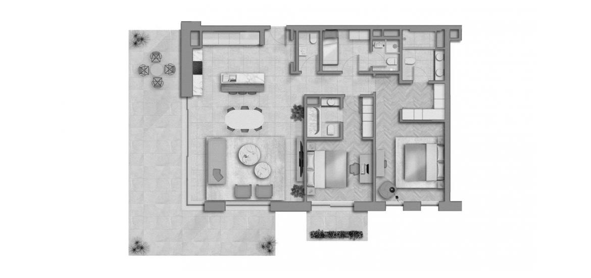 Планировка апартаментов «TWO-BEDROOMS-156SQ.M» 2 спальни в ЖК SAMA YAS