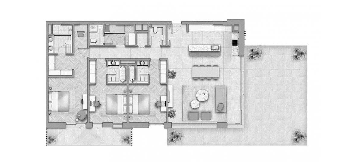 Планировка апартаментов «THREE-BEDROOMS-259SQ.M» 3 спальни в ЖК SAMA YAS