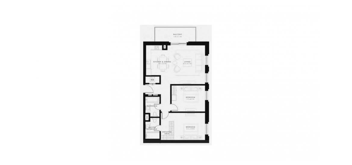 Apartment floor plan «101SQM», 2 bedrooms in REFLECTION