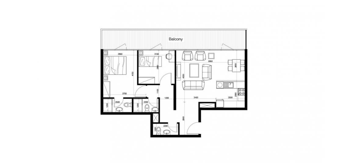Apartment floor plan «101SQM», 2 bedrooms in OASIS TWO RESIDENCE