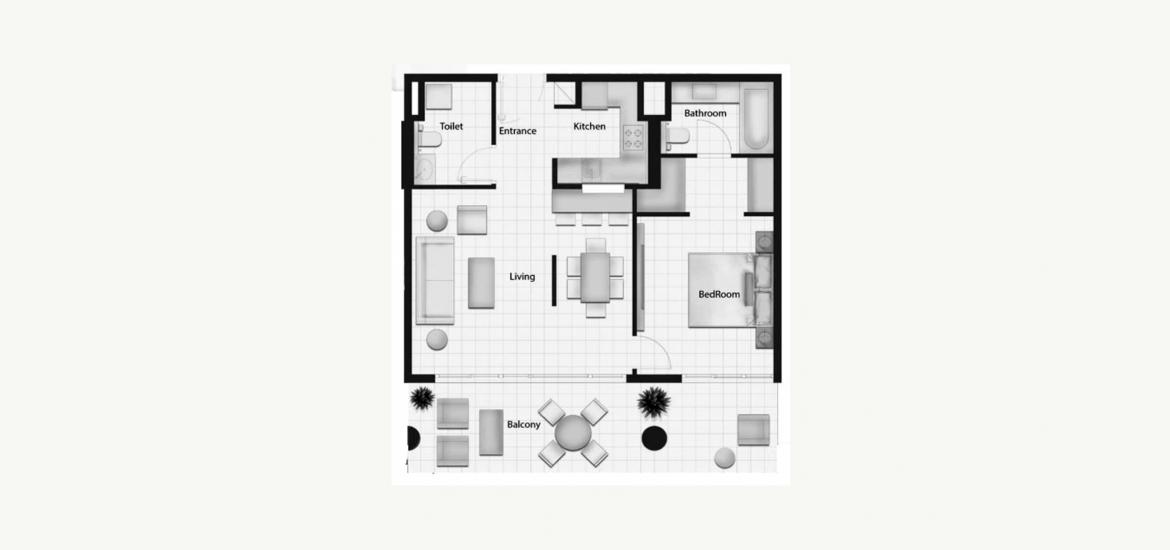 Apartment floor plan «90SQM», 1 bedroom in AL MAHRA RESIDENCE