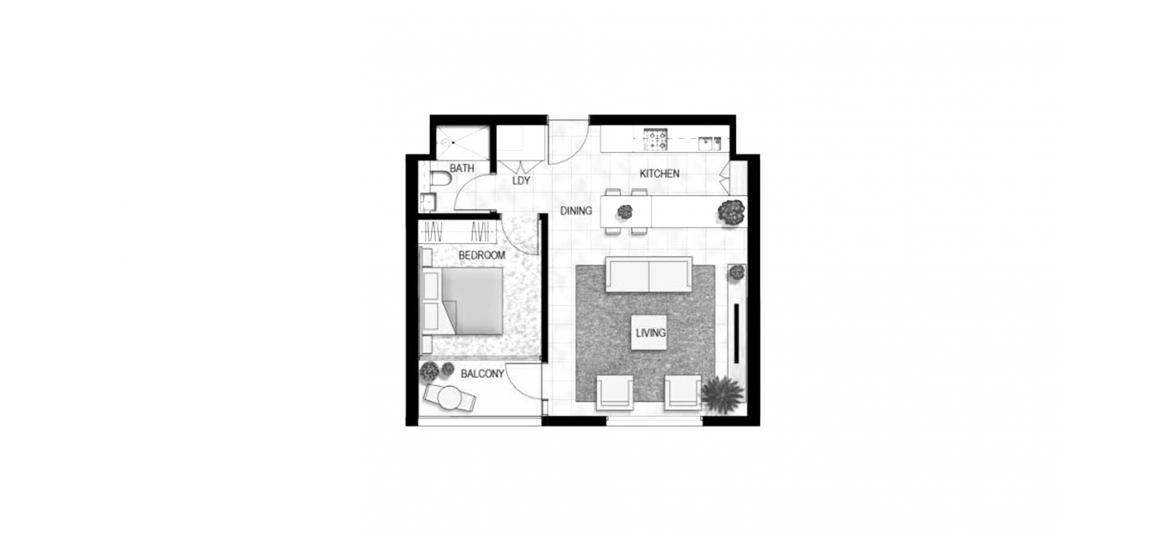 Apartment floor plan «63SQM», 1 bedroom in SHAMS MEERA
