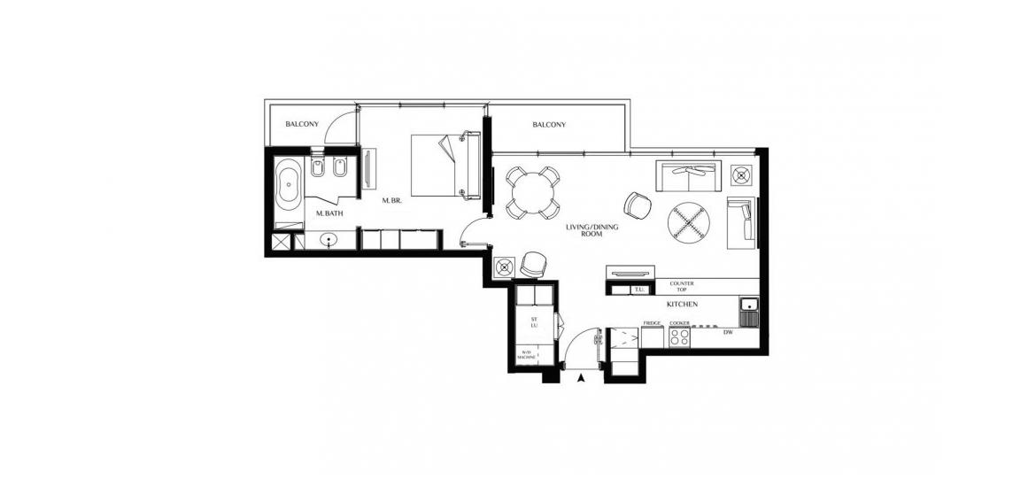 Apartment floor plan «85SQM», 1 bedroom in YASMINA RESIDENCE