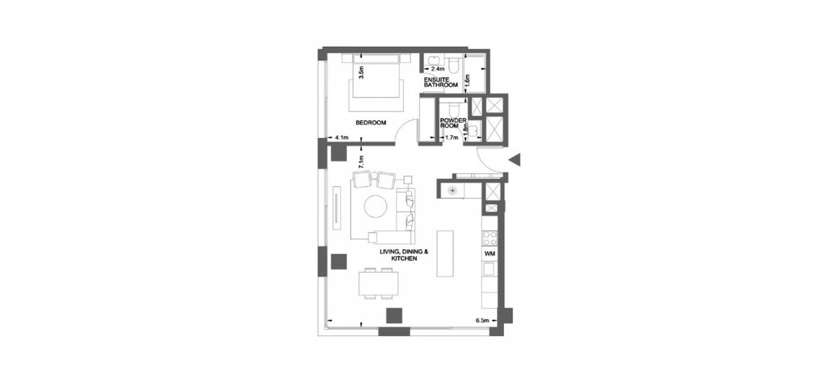 Apartment floor plan «66SQM», 1 bedroom in PIXEL