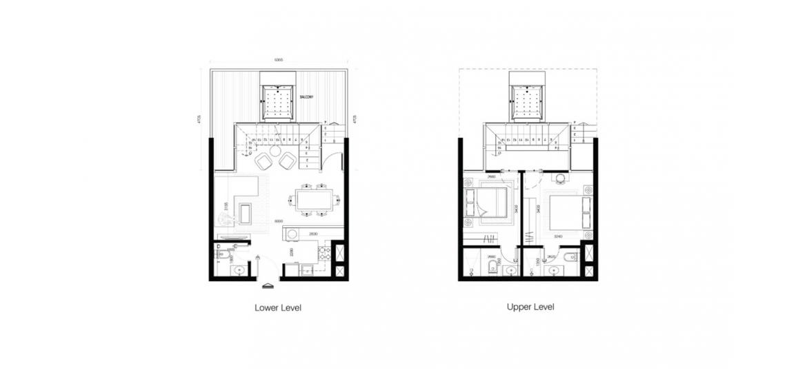 Apartment floor plan «100SQM», 2 bedrooms in AL RAHA LOFTS TWO