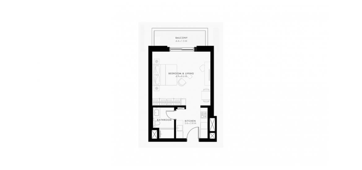 Apartment floor plan «42SQM», 1 bedroom in REFLECTION
