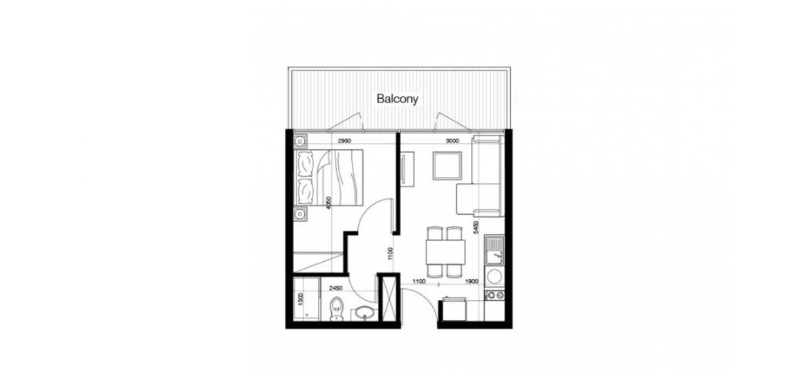 Apartment floor plan «46SQM», 1 bedroom in OASIS TWO RESIDENCE