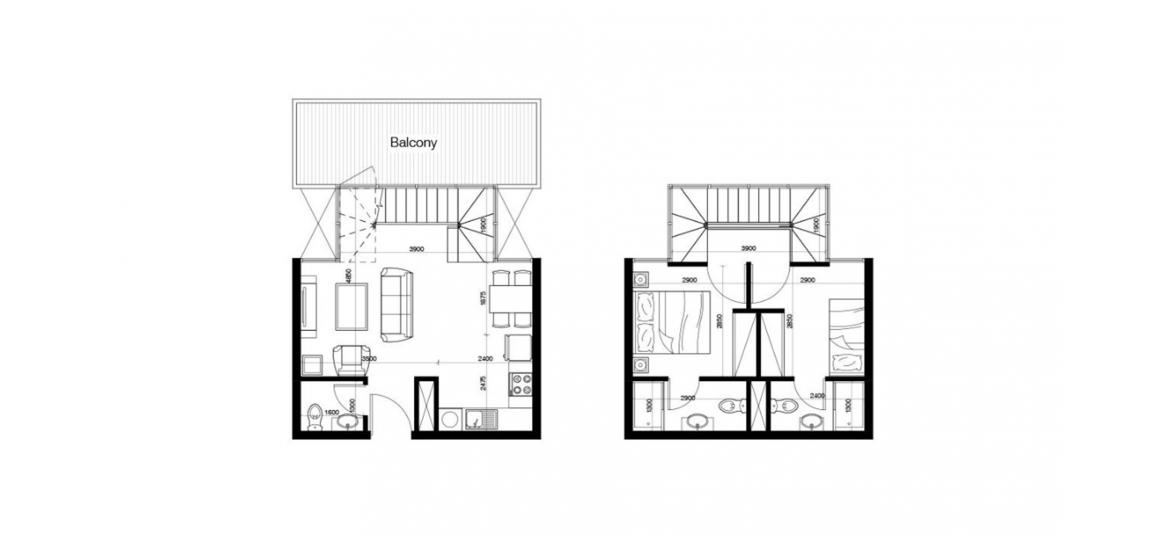 Apartment floor plan «84SQM», 2 bedrooms in OASIS TWO RESIDENCE