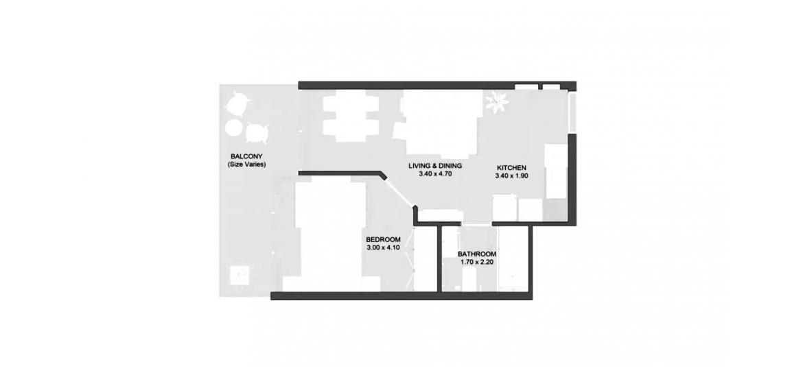 Apartment floor plan «45SQM», 1 bedroom in THE GATE