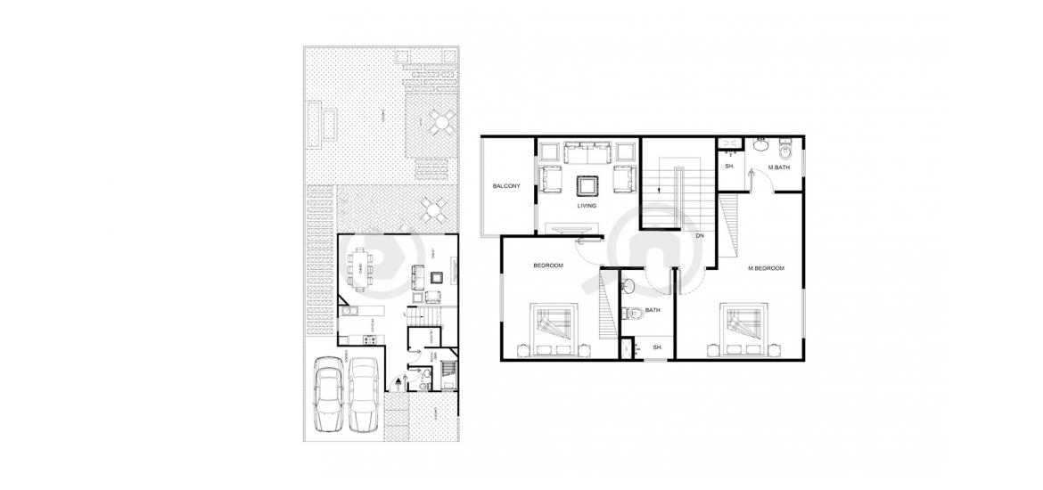 Apartment floor plan «255SQM», 2 bedrooms in AL REEF 2