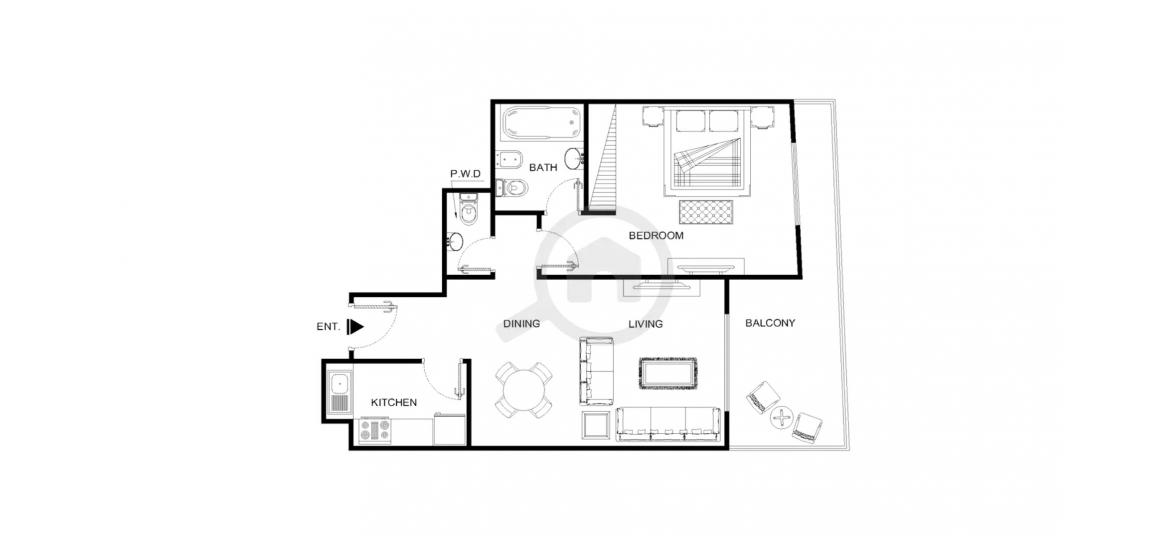 Apartment floor plan «82SQM», 1 bedroom in AMAYA TOWERS