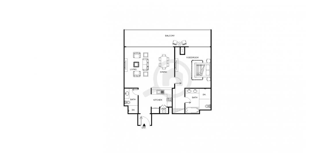 Apartment floor plan «126SQM», 1 bedroom in AZURE AL REEM