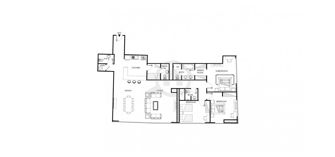 Apartment floor plan «172SQM», 3 bedrooms in THE GATE TOWERS