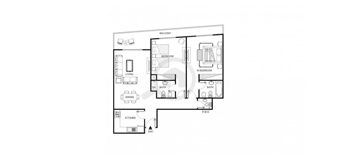 Apartment floor plan «139SQM», 2 bedrooms in AMAYA TOWERS