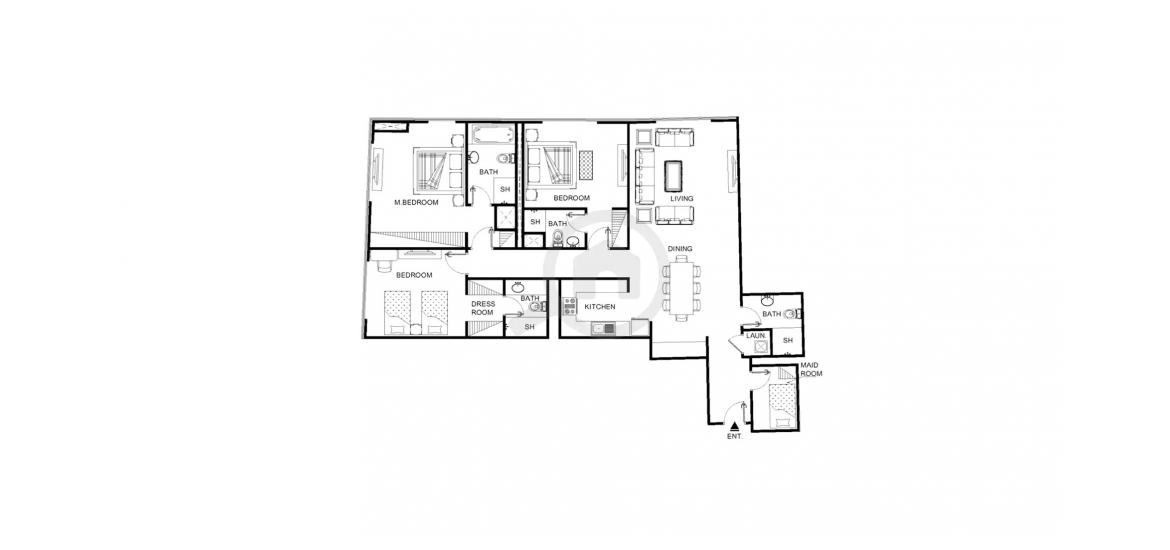 Apartment floor plan «150SQM», 3 bedrooms in THE GATE TOWERS