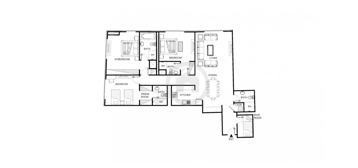 Apartment floor plan «153SQM», 3 bedrooms in THE GATE TOWERS
