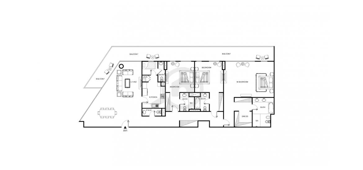Apartment floor plan «287SQM», 3 bedrooms in AZURE AL REEM