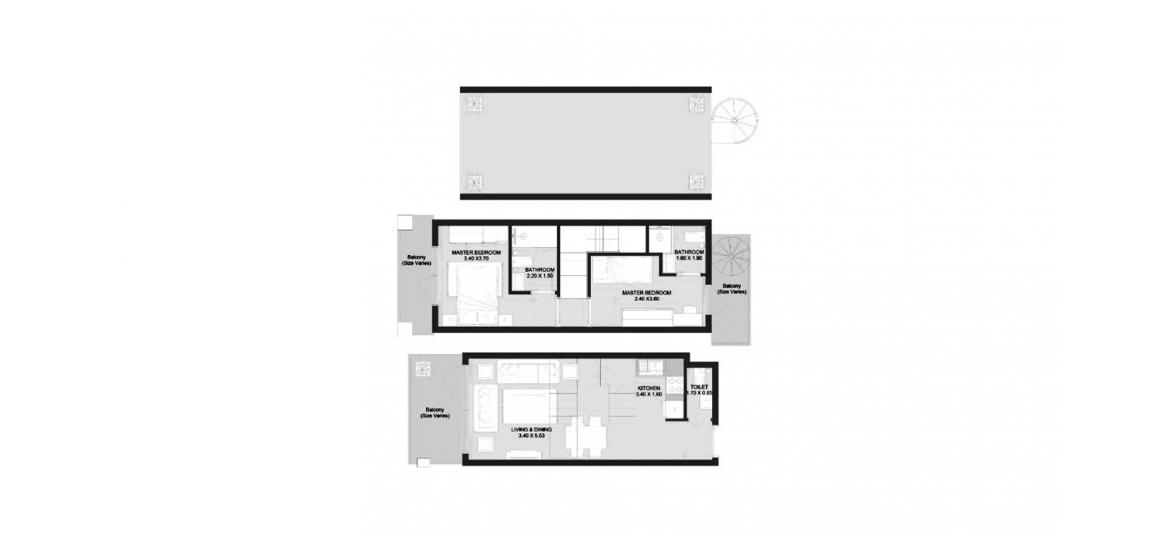 Apartment floor plan «114SQM», 2 bedrooms in OASIS RESIDENCE ONE