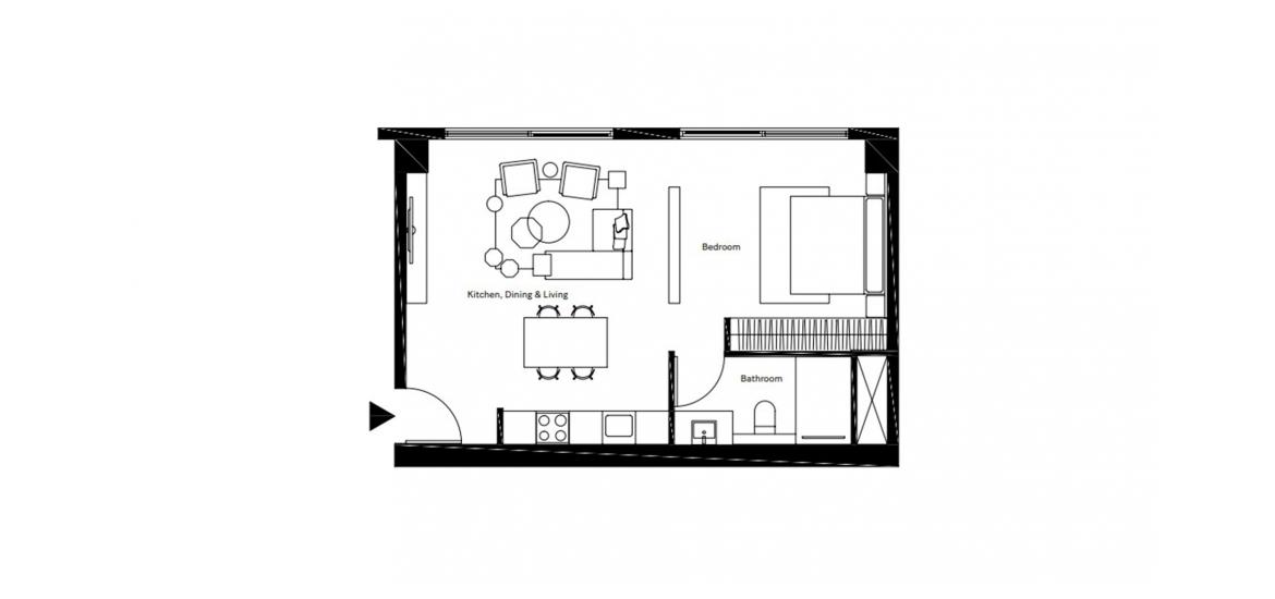 Apartment floor plan «44SQM», 1 bedroom in PIXEL