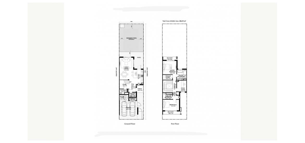 Apartment floor plan «206SQM», 2 bedrooms in THE MAGNOLIAS