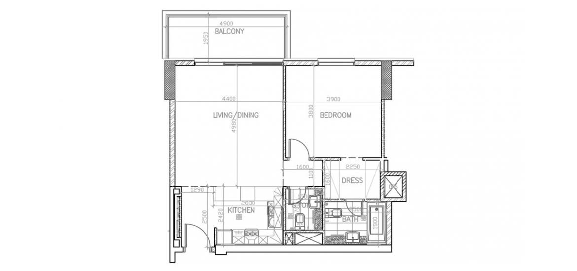 Apartment floor plan «71SQM», 1 bedroom in PARKSIDE RESIDENCE