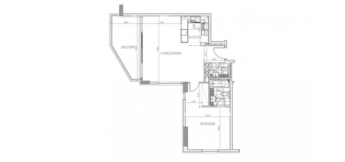 Apartment floor plan «77SQM», 1 bedroom in PARKSIDE RESIDENCE