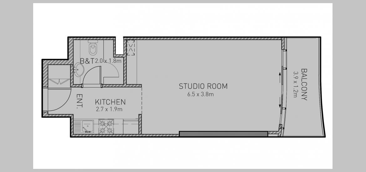Apartment floor plan «41SQM», 1 room in JULPHAR