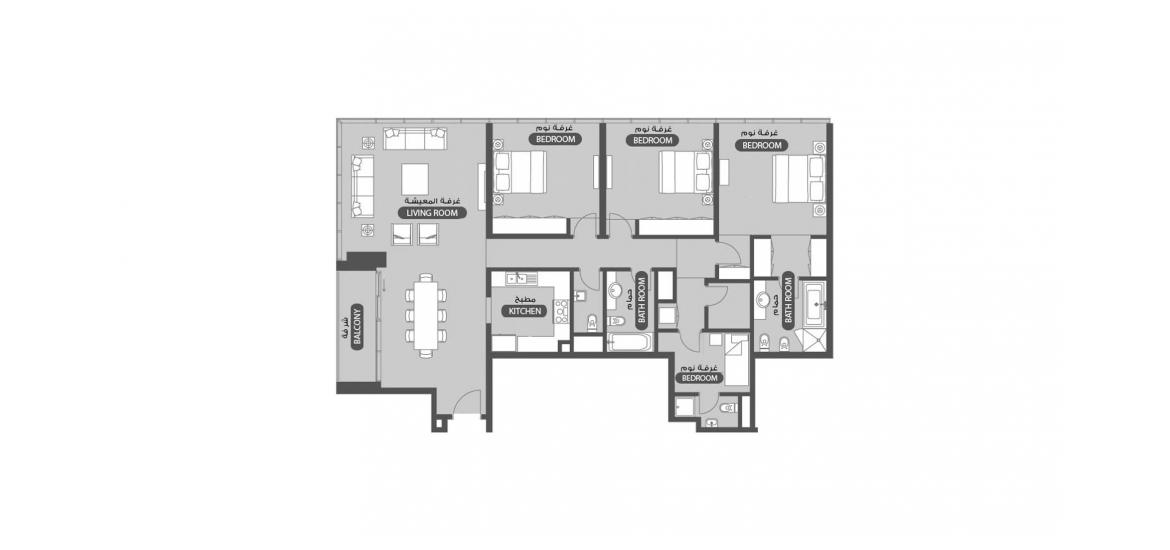 Apartment floor plan «170 SQM 3BDRM TYPE A», 3 bedrooms in LAMAR RESIDENCES