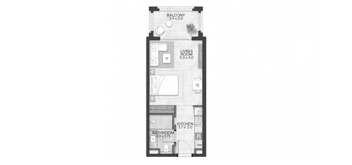 Apartment floor plan «BLOOM LIVING GRANADA 44 SQM STUDIO TYPE A», 1 room in BLOOM LIVING GRANADA